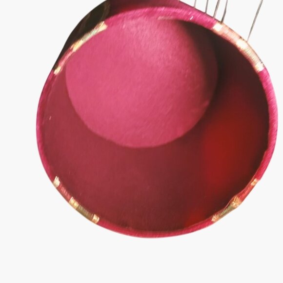 Lindy Bowman Co Red Velvet Gift Box Green Gold Ribbon Bow Lid Christmas Holiday - Picture 6 of 10